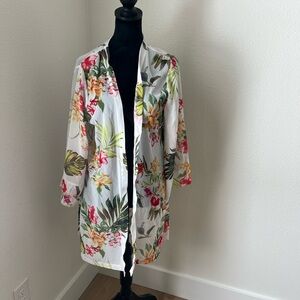 Multicolor Floral Kimono swim coverall
